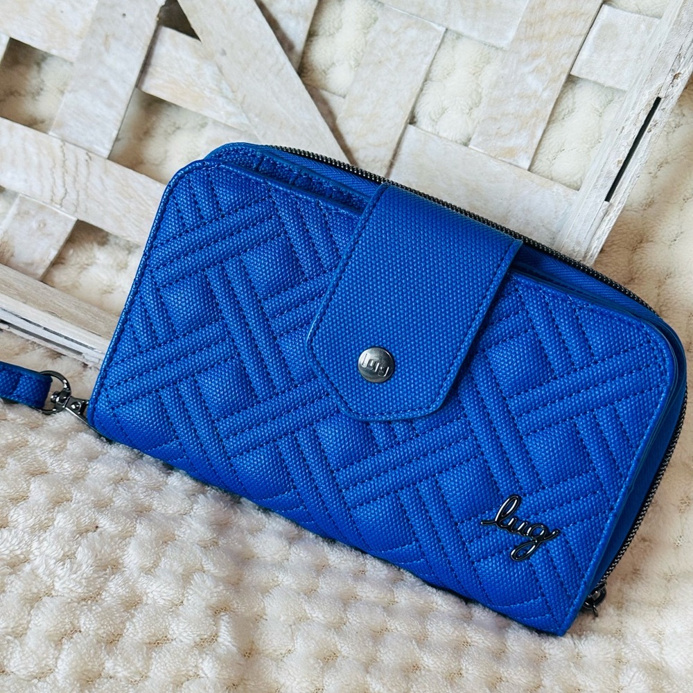 Lug Blue Quilted Wristlet Clutch wallet foxtrot vl matte luxe blue